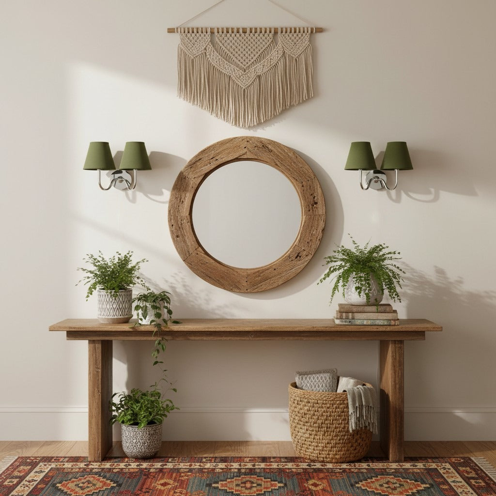 Brass Sconce with Fabric Drum Shade – 1 or 2 Light Hardwired Fixture for Bedroom, Hallway & Living Room | Thomler