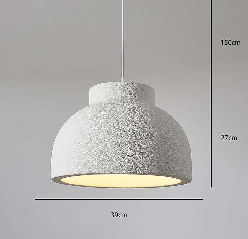 Pendant Light Polystyrene Dome 15.4 in White Dining Room Kitchen Island Hanging Ceiling Lamp Minimalist Nordic Wabi Sabi | Thomler