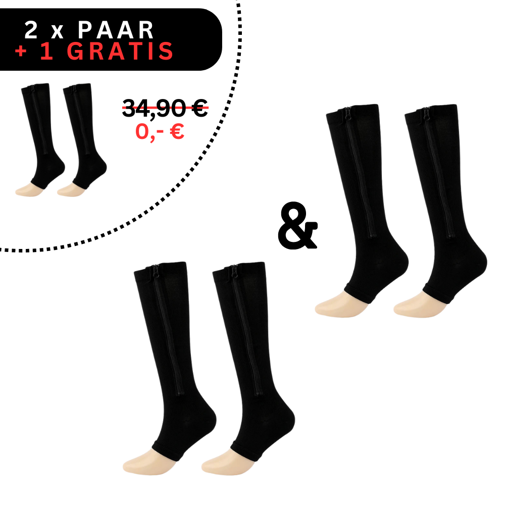 Zippered Compression Socks Knee-High Support Stockings for Men & Women Travel Work Everyday | Thomler