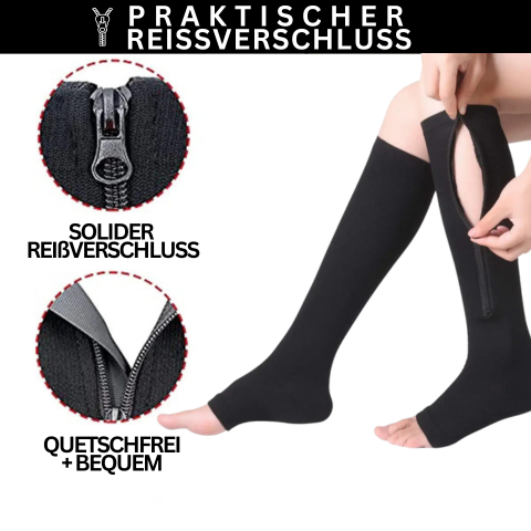 Zippered Compression Socks Knee-High Support Stockings for Men & Women Travel Work Everyday | Thomler