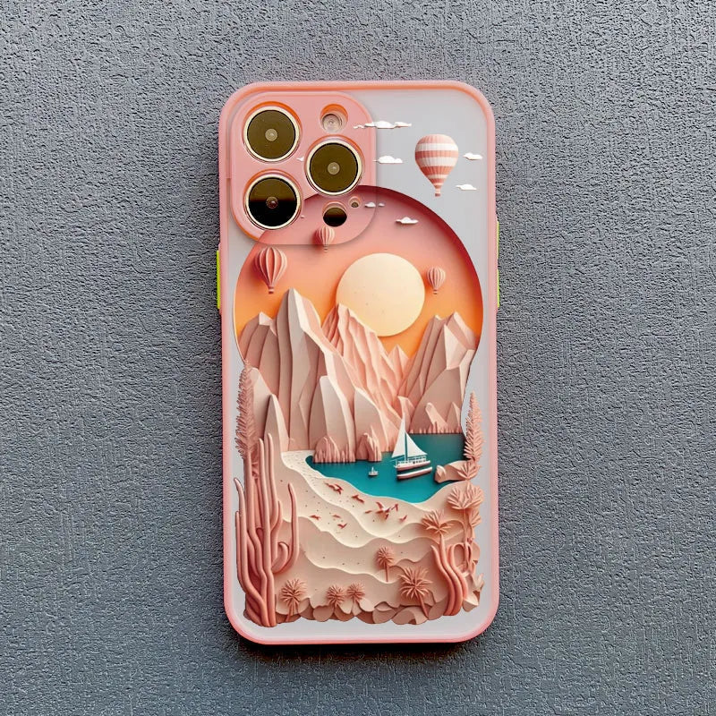 Protective Silicone iPhone Case with Scenic 3D Graphics & Camera Protection for iPhone 14-17 Series | Thomler