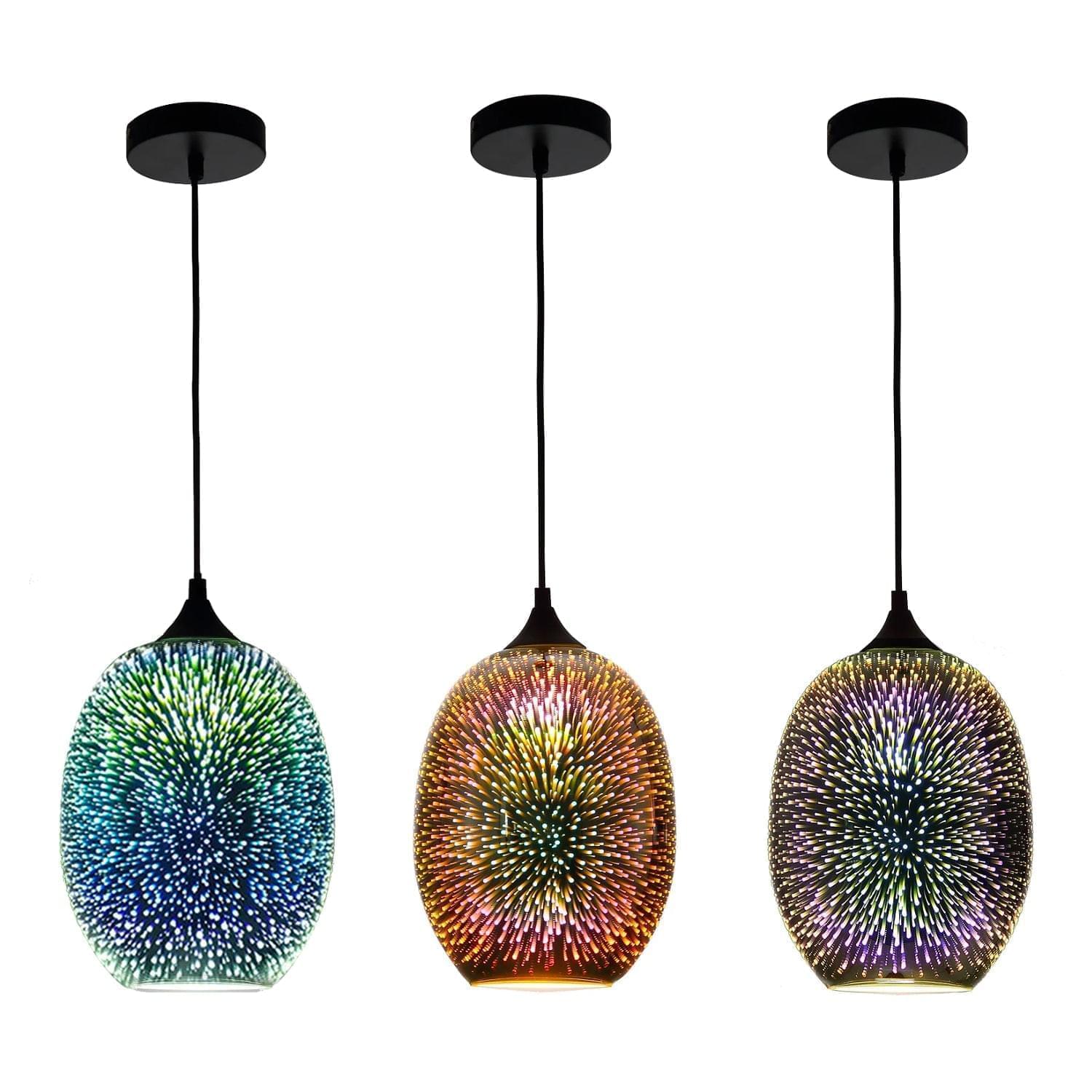 Spherical Hanging Pendant with Iridescent Multi-Hue Glass Shade for Dining Room Kitchen Island Bar Counter Breakfast Nook Entryway Hallway | Thomler