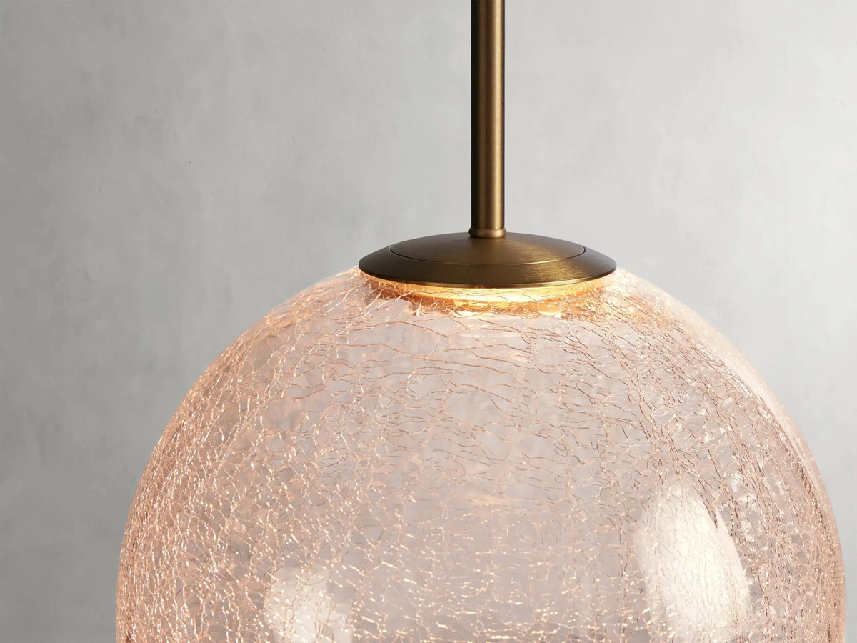 Handblown Glass Globe Pendant Light with Brushed Brass Finish and Integrated LED for Kitchen Island, Dining Room, Entryway, and Bedroom | Thomler