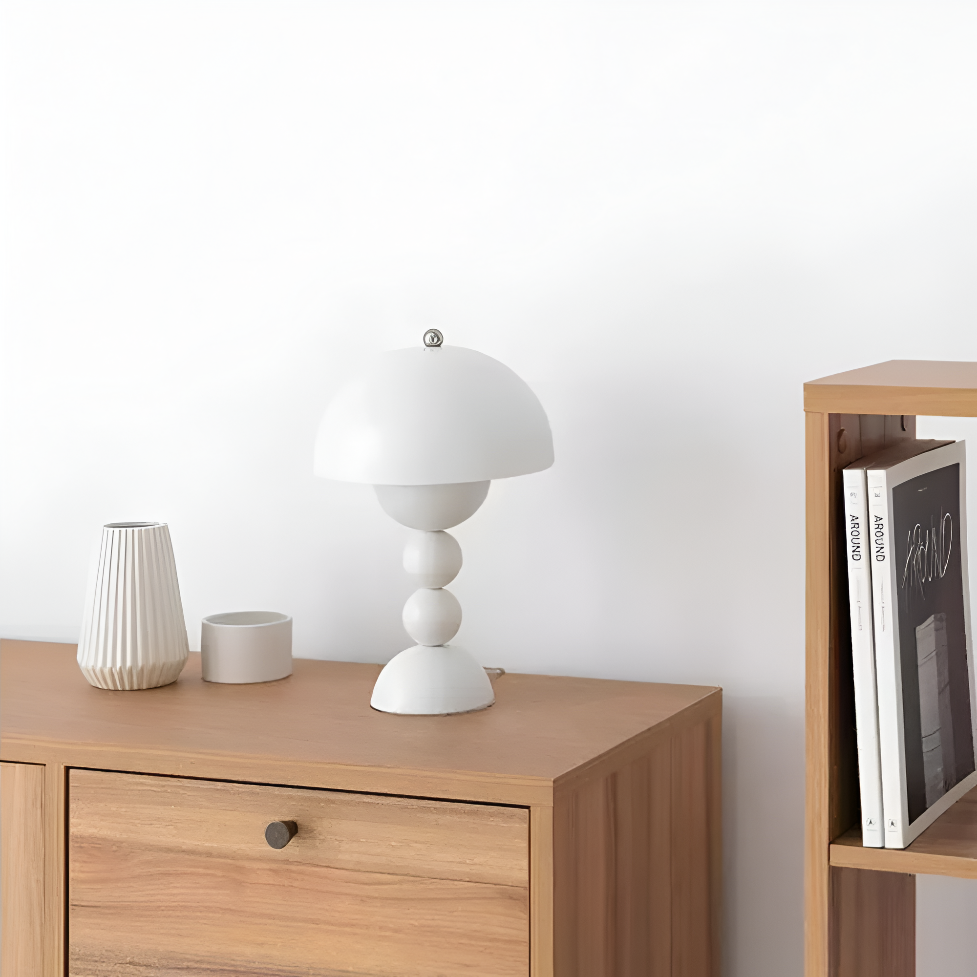 Table Lamp Acrylic 11.0 in White USB Rechargeable Bedroom Nightstand Ambient Nordic Minimalist Desk Lighting | Thomler