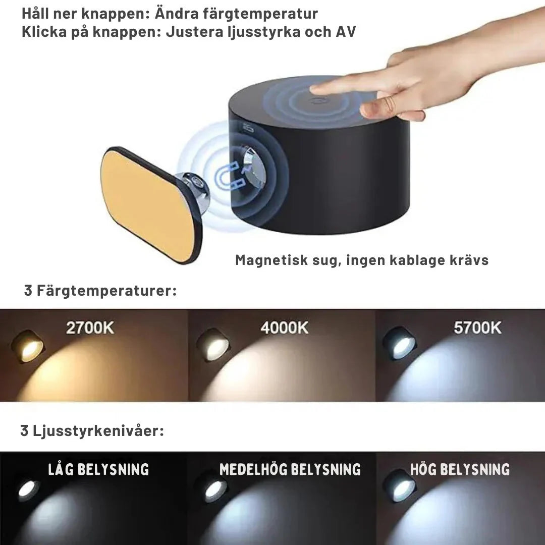 Wall Lamp Aluminum LED 7.9 in Adjustable Living Room Bedroom Hallway Wireless Rechargeable Remote Control | Thomler