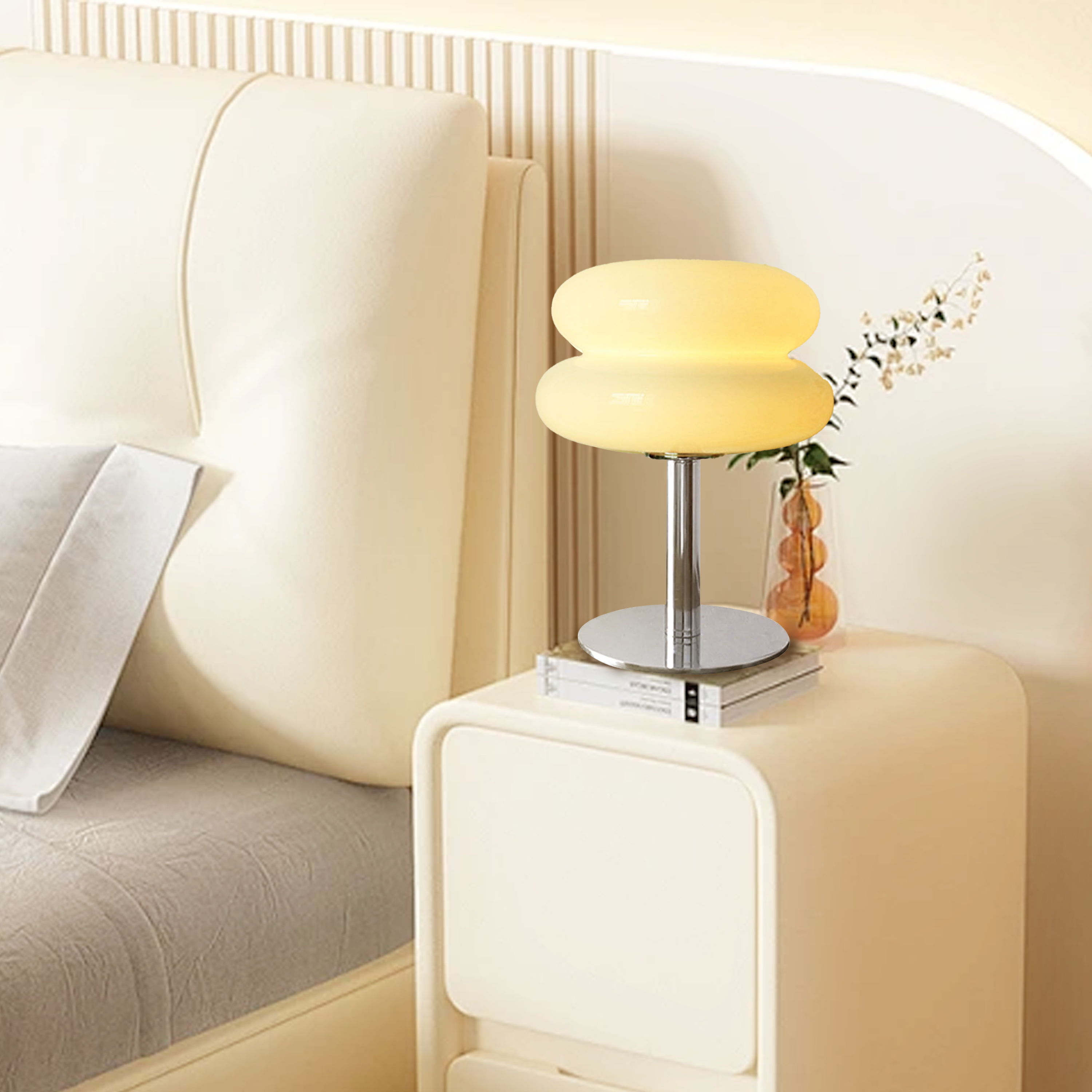 Table Lamp Glass 10 in White Jade Minimalist Bedroom Desk Accent Light | Thomler
