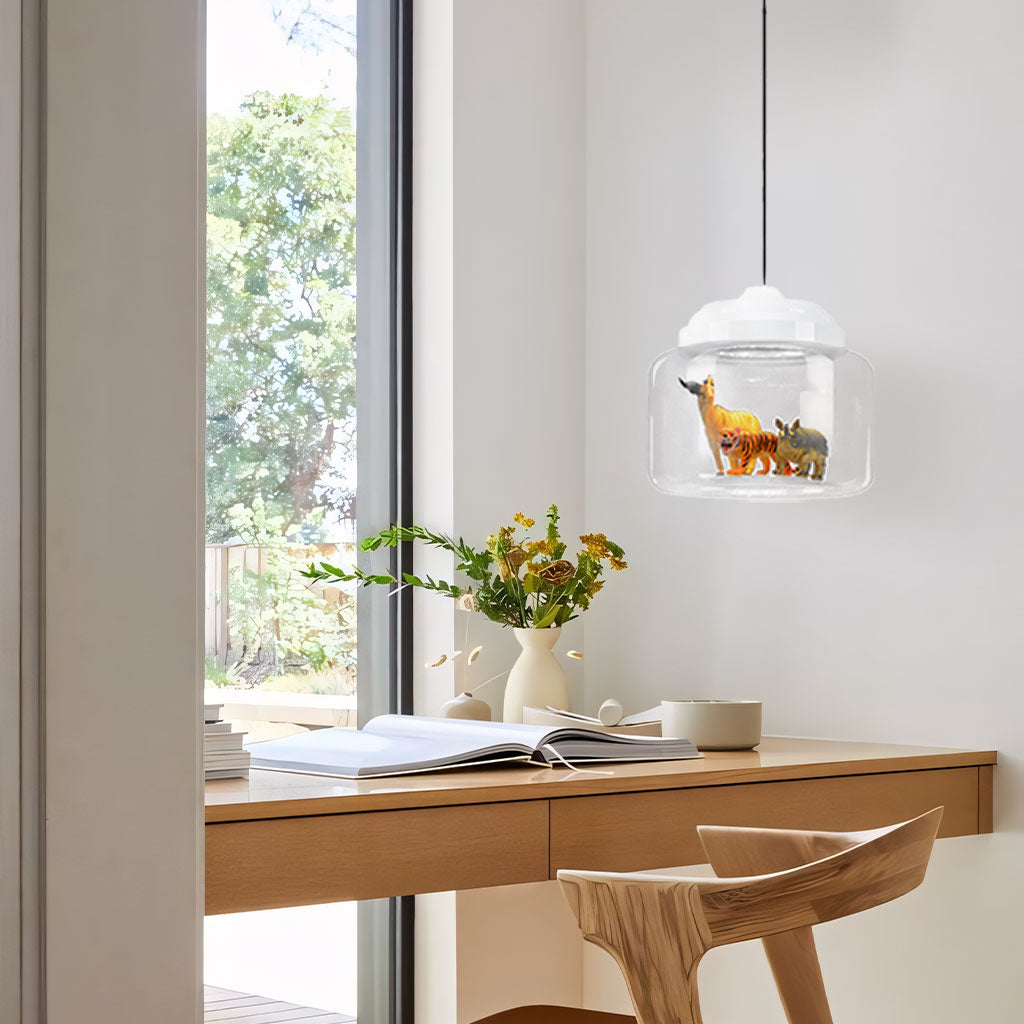 Pendant Light Glass 8.7 in Children’s Room Decorative Ceiling Lamp Whimsical Animal Theme Playful Lighting | Thomler