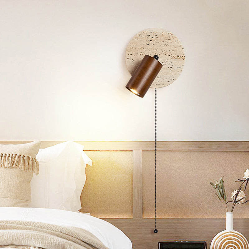 Wall Lamp Travertine Stone 7.1 in Rotatable Warm Light Bedroom Reading Accent Lighting Fixture | Thomler