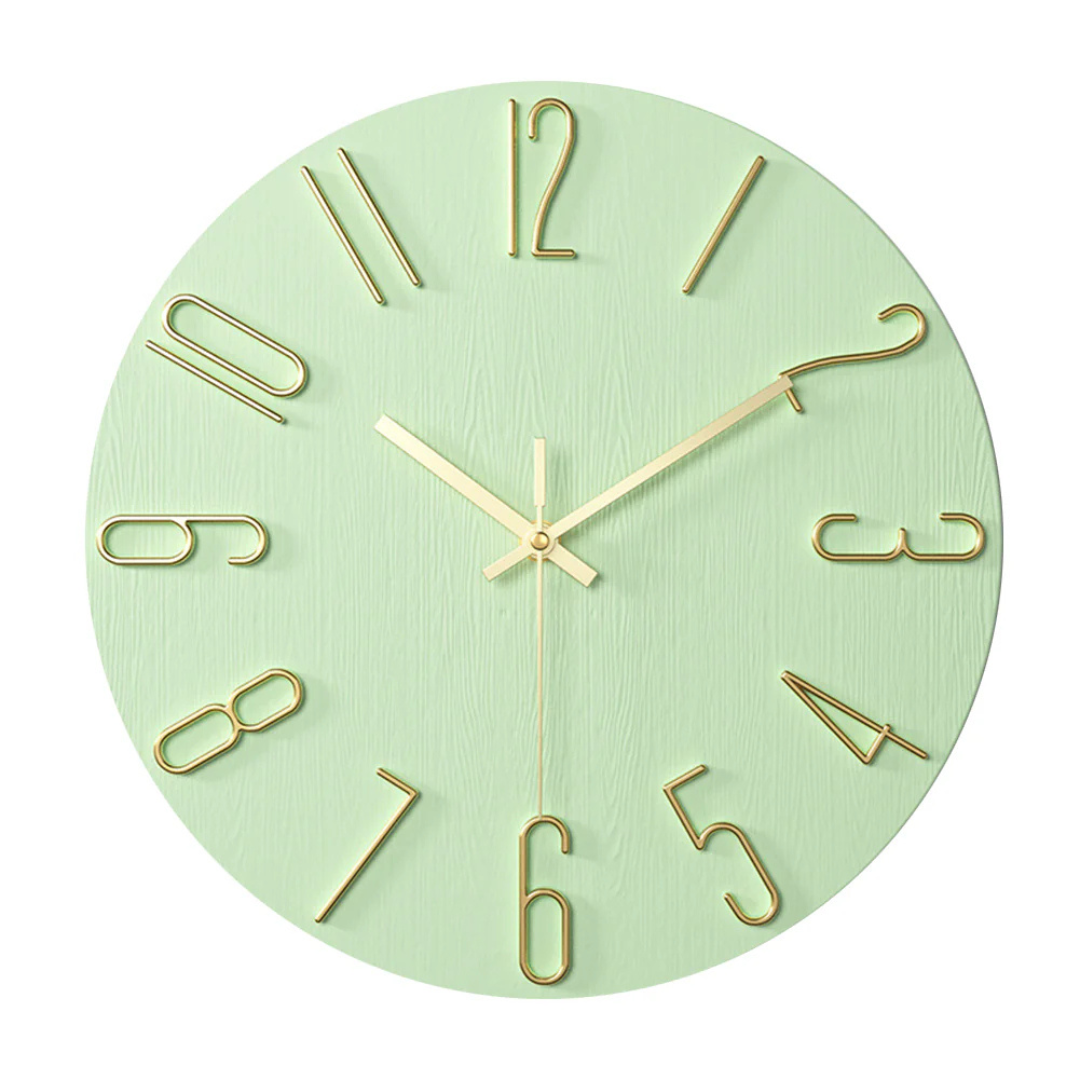 Wall Clock Plastic 30.0 cm Brown Silent Quartz Living Room Bedroom Minimalist Scandinavian Home Office Timepiece | Thomler