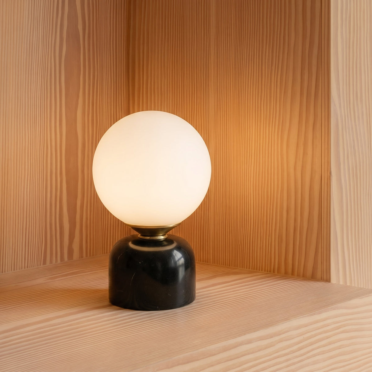 Marble Table Lamp with Frosted Globe Shade – Warm White LED Light for Bedroom Nightstand & Living Room – Modern Minimalist Accent Lighting | Thomler