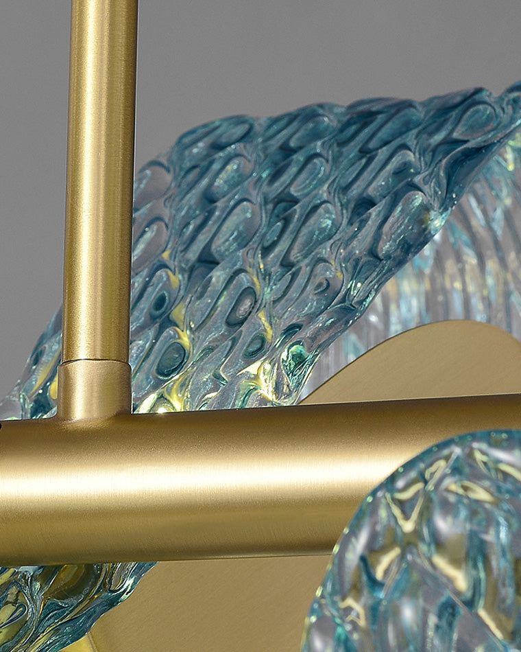 Chandelier Art Glass 19 Lights 95W Blue Peacock Dining Room Living Room Statement Lighting | Thomler