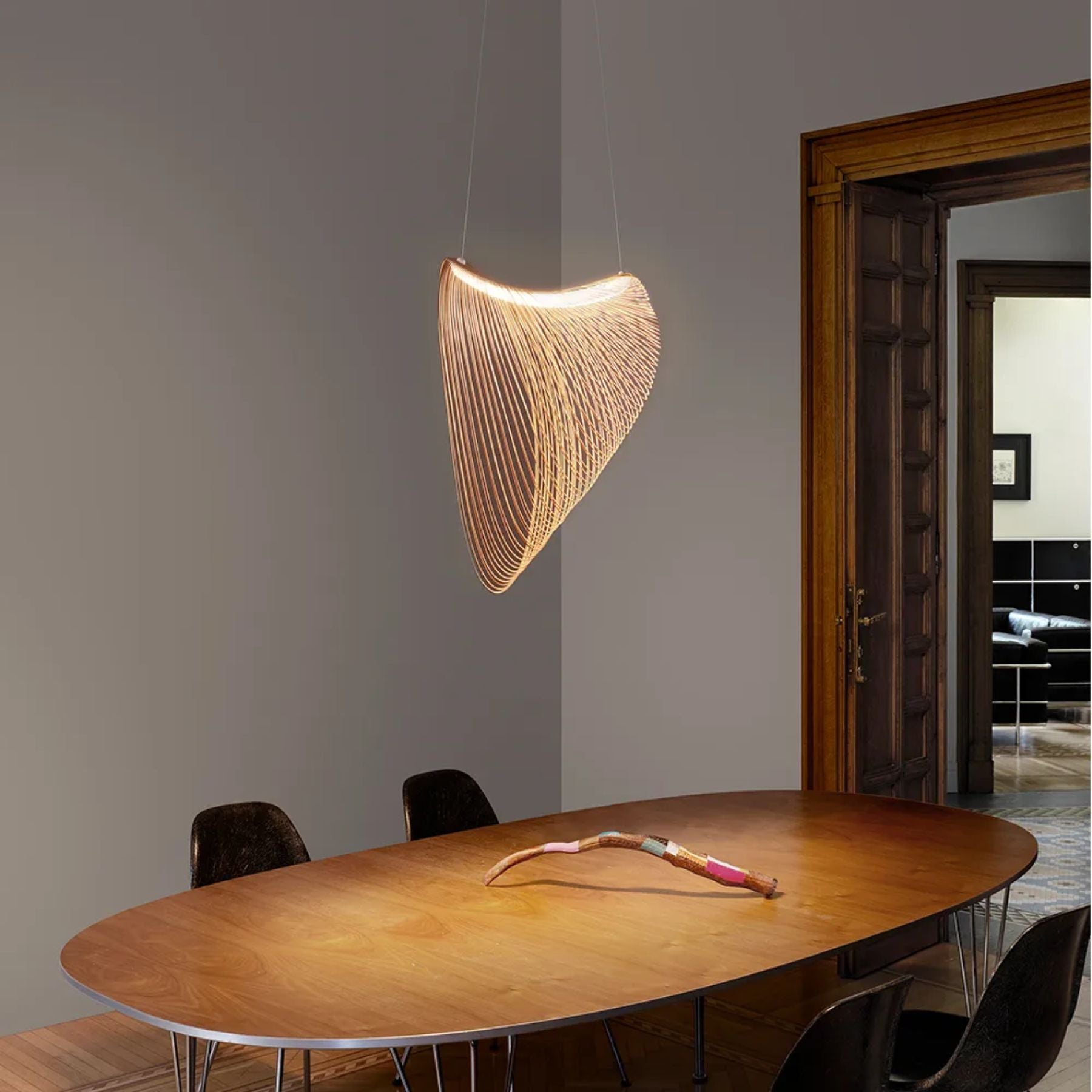 Pendant Light Wood LED 8W Natural Adjustable 200.0 cm Dining Room Restaurant Hanging Ceiling Lamp | Thomler