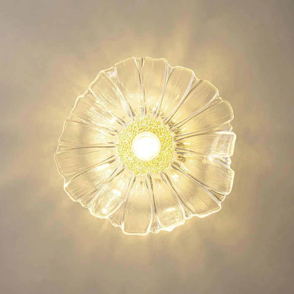 Floral Glass Pendant or Flush Mount Light – Vintage Brass Accent Fixture for Dining Room, Bedroom | Thomler