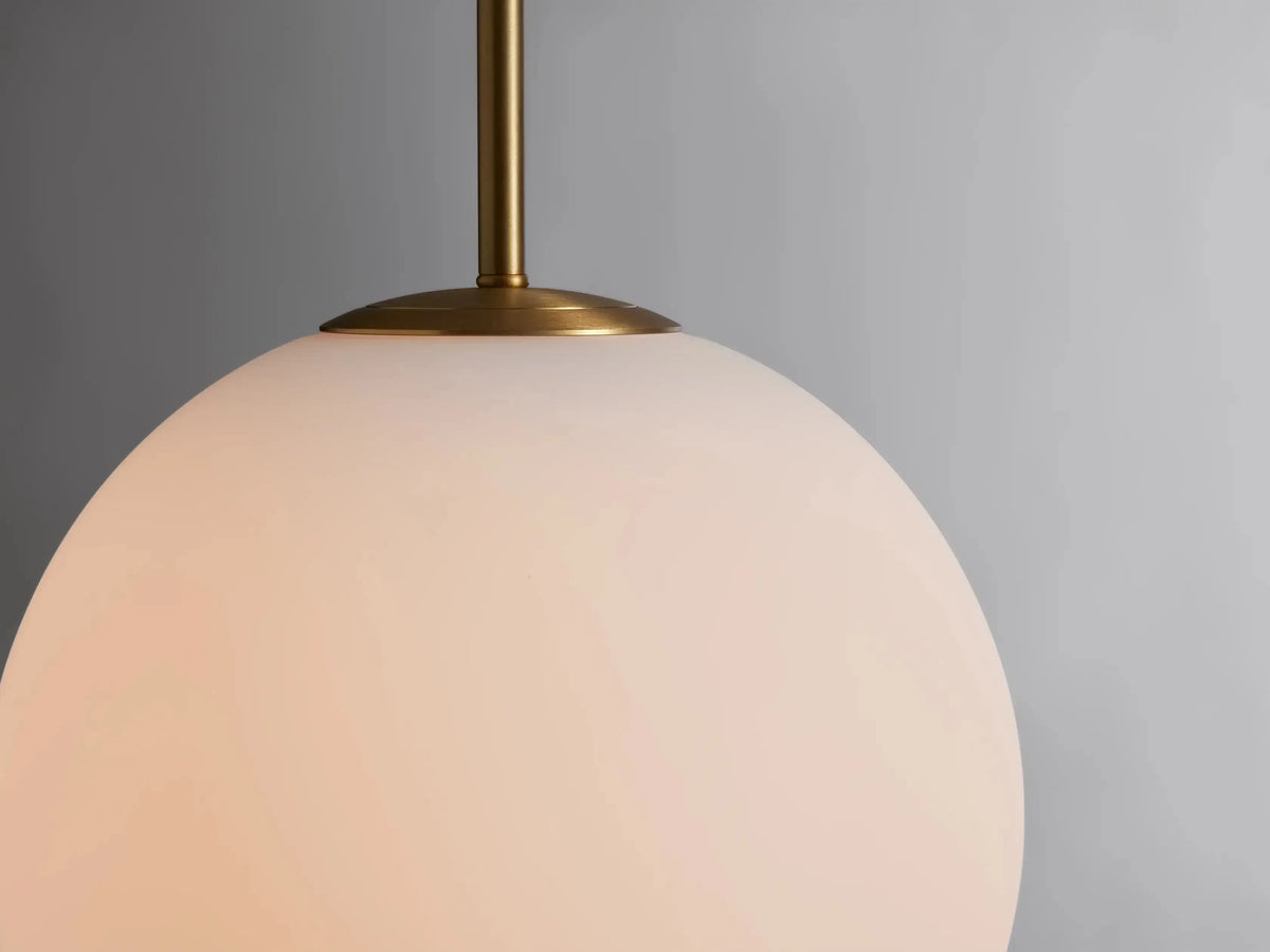 Handblown Glass Globe Pendant Light with Brushed Brass Finish and Integrated LED for Kitchen Island, Dining Room, Entryway, and Bedroom | Thomler