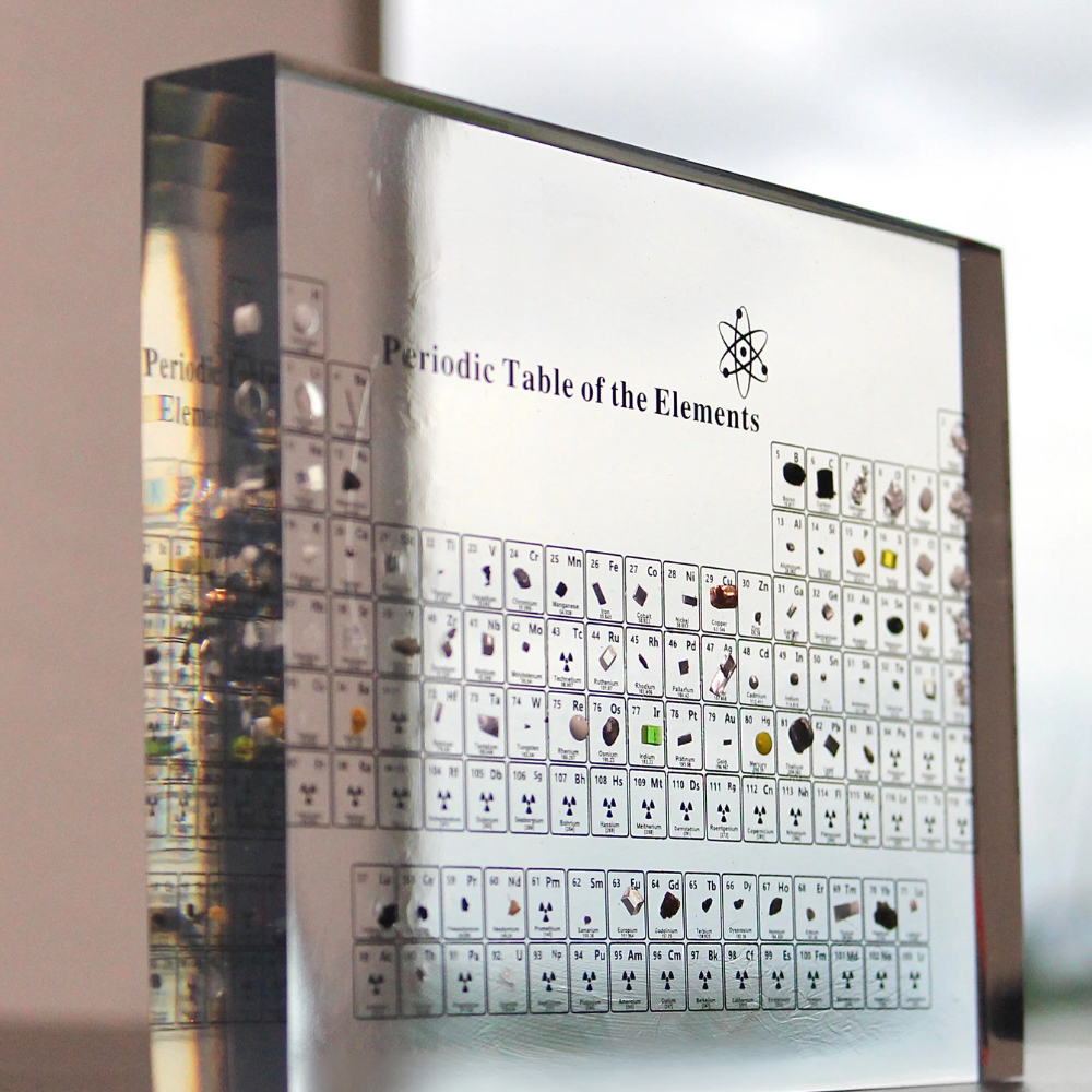 Illuminated Chemistry Display with 83 Authentic Element Specimens | Educational Desk Decor Acrylic Periodic Table Light for Science Lovers | Thomler