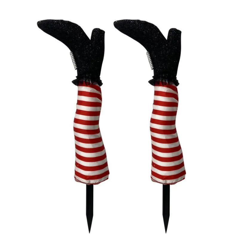 Spooky Inverted Sorceress Leg Stakes – Set of 2 Yard Ornaments with Ground Anchors for Lawn & Garden Halloween Display | Thomler