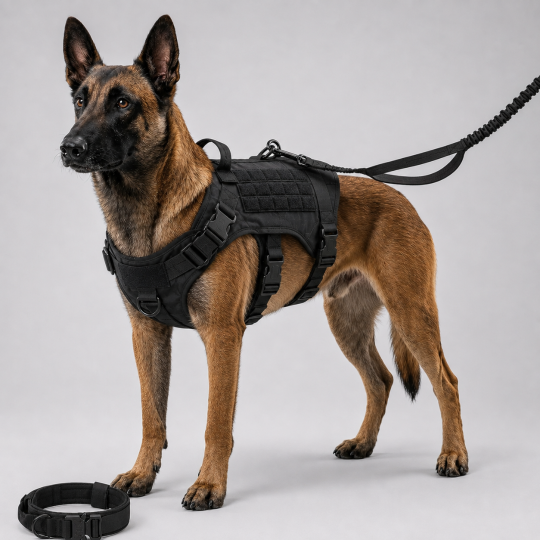 Military-Inspired Full-Body Dog Harness with Adjustable Straps and Reinforced Leash Attachment for Large Breed Training and Walking | Thomler