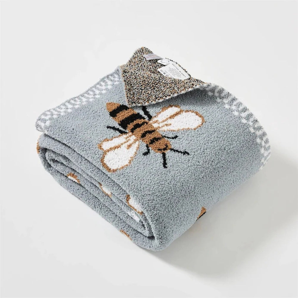 Honeybee Jacquard Knit Throw Blanket – Lightweight Microfiber for Couch, Bed & Travel – 51×63 Inch | Thomler
