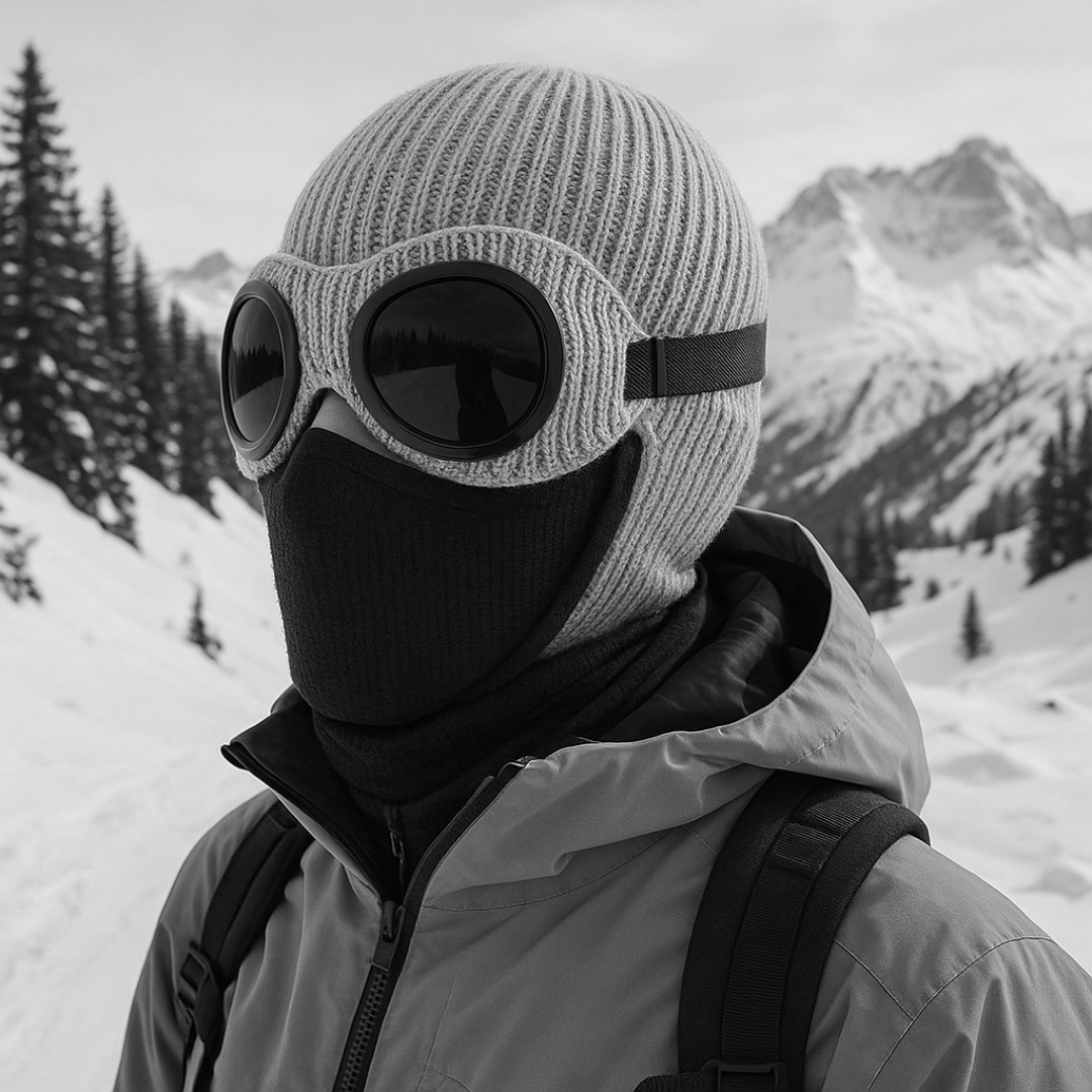 Knit Beanie with Flip-Down Goggles – Windproof Winter Hat for Outdoor Activities | Thomler