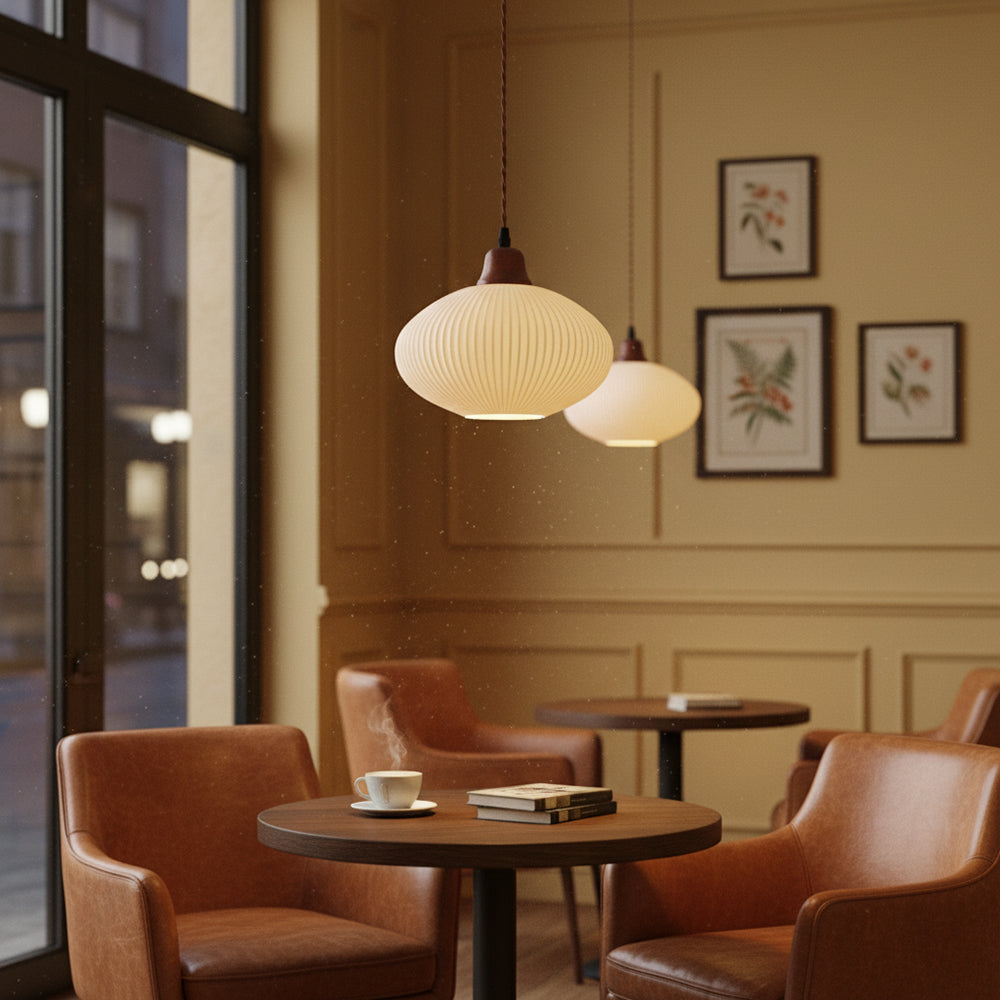 Pendant Light Ceramic 9 in White Dining Room Kitchen Island Hanging Lamp Adjustable Height | Thomler