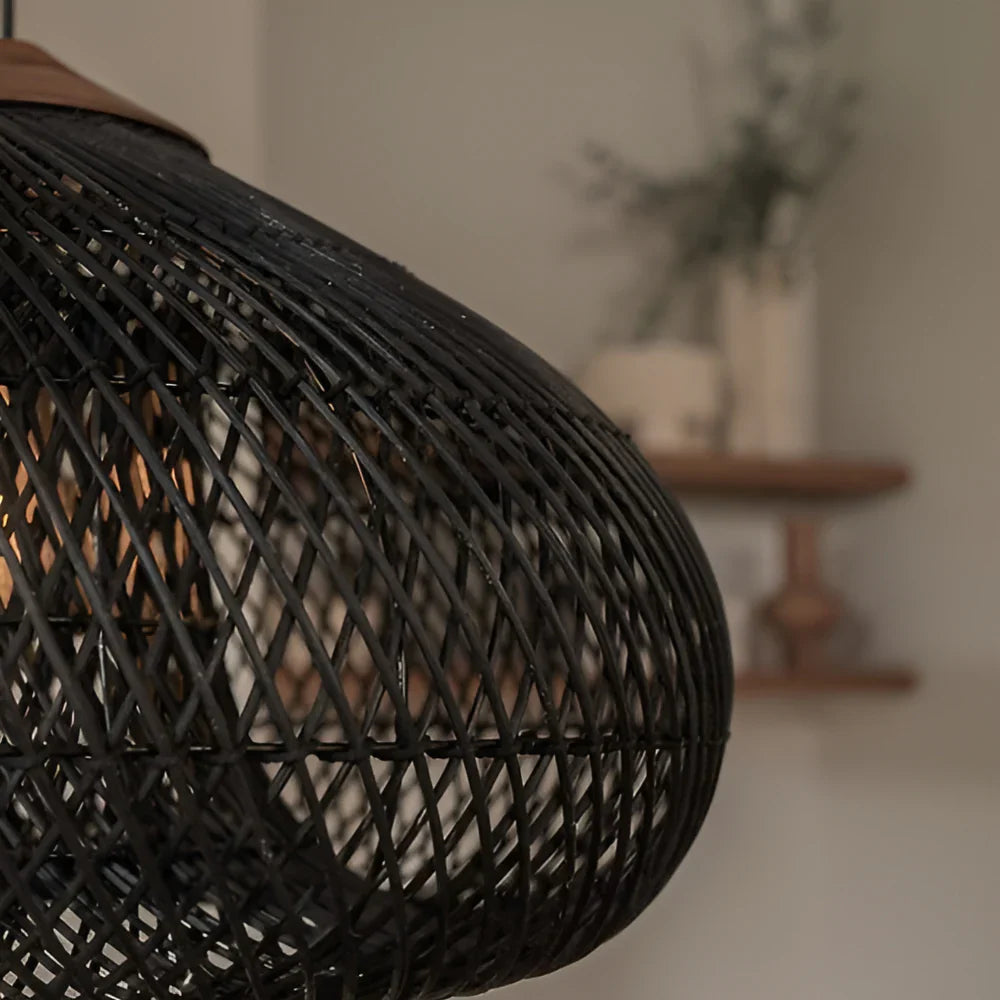 Pendant Light Rattan Handwoven E26 Boho Dining Room Kitchen Island Hanging Ceiling Fixture | Thomler
