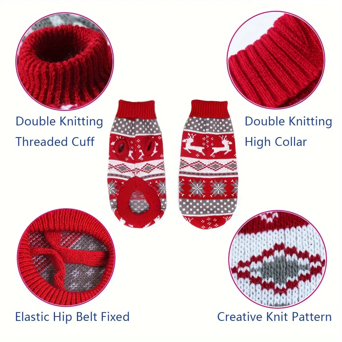 Holiday Pet Pullover — Festive Acrylic Knit for Dogs & Cats | Cozy Fit for Small & Medium Animals | Soft Breathable Design | Indoor | Thomler