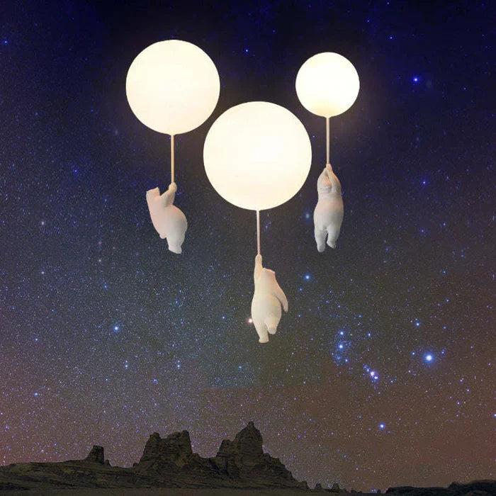 Kids Ceiling Light Nursery Bear Balloon Pendant LED Lamp Bedroom Playroom Decor Warm White Glow Animal Theme Hanging Fixture | Thomler