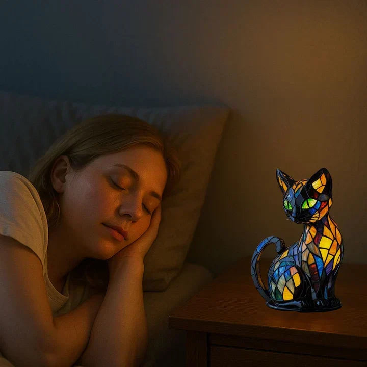 Artisan Feline Silhouette Night Light – Soft LED Glow Table Accent for Bedroom, Nursery & Living Room Decor | Thomler