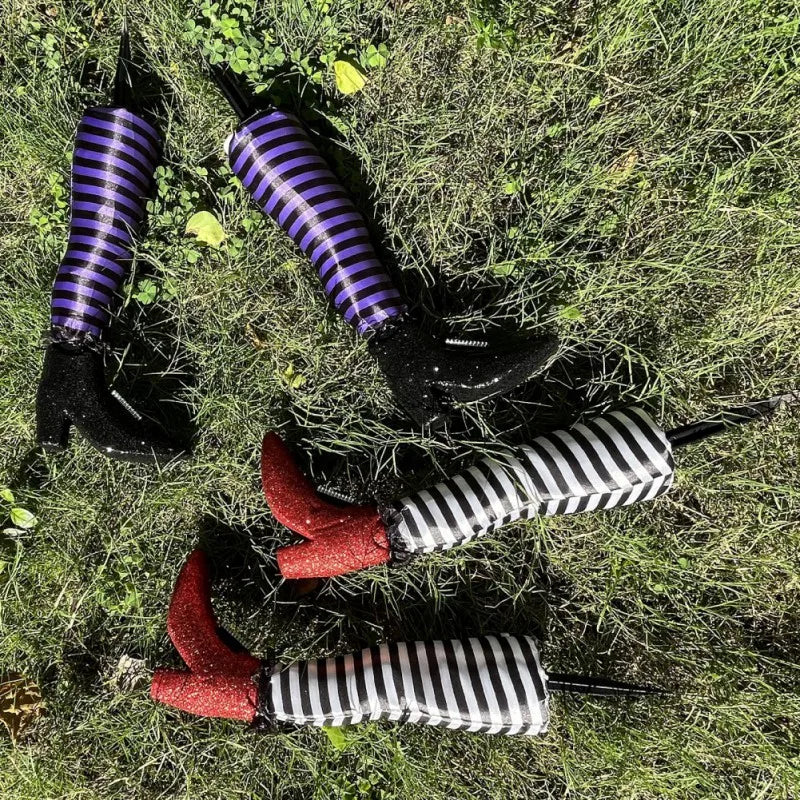 Spooky Inverted Sorceress Leg Stakes – Set of 2 Yard Ornaments with Ground Anchors for Lawn & Garden Halloween Display | Thomler