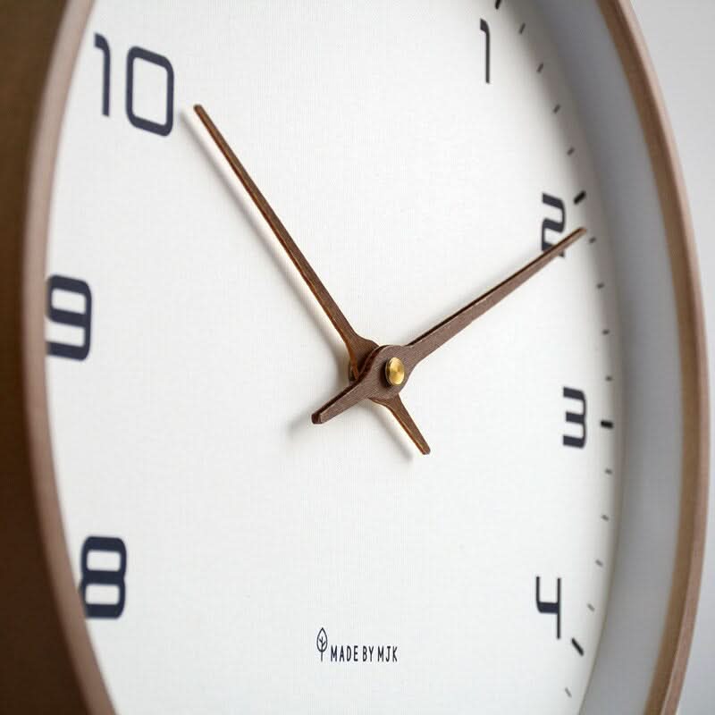 Wood Wall Clock Silent Quartz Movement Minimalist Scandinavian Style for Living Room Bedroom Office Natural Grain Finish | Thomler