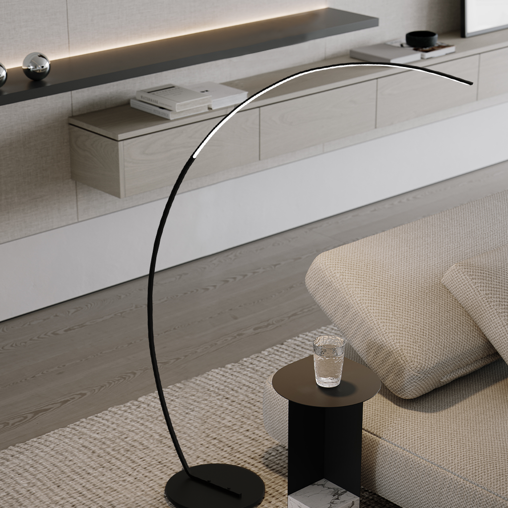 Floor Lamp Aluminum Arc 63.0 in Dimmable LED Living Room Bedroom Modern Standing Light Adjustable Color Temperature | Thomler