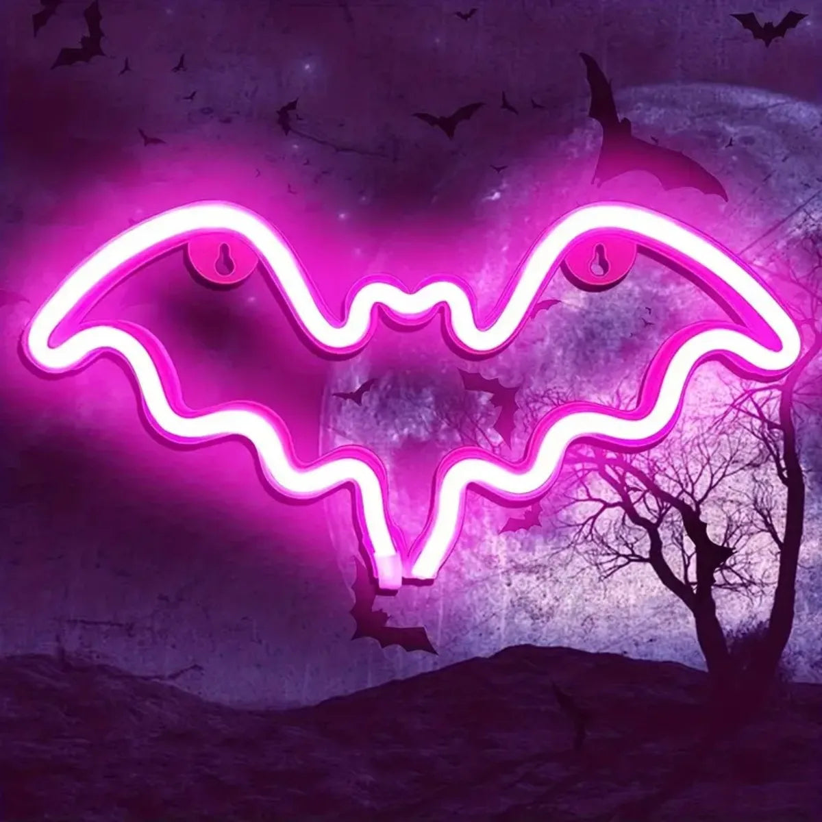 Spooky LED Nightlight with Bat & Ghost Silhouettes for Halloween Decor, Bedrooms & Parties | Thomler