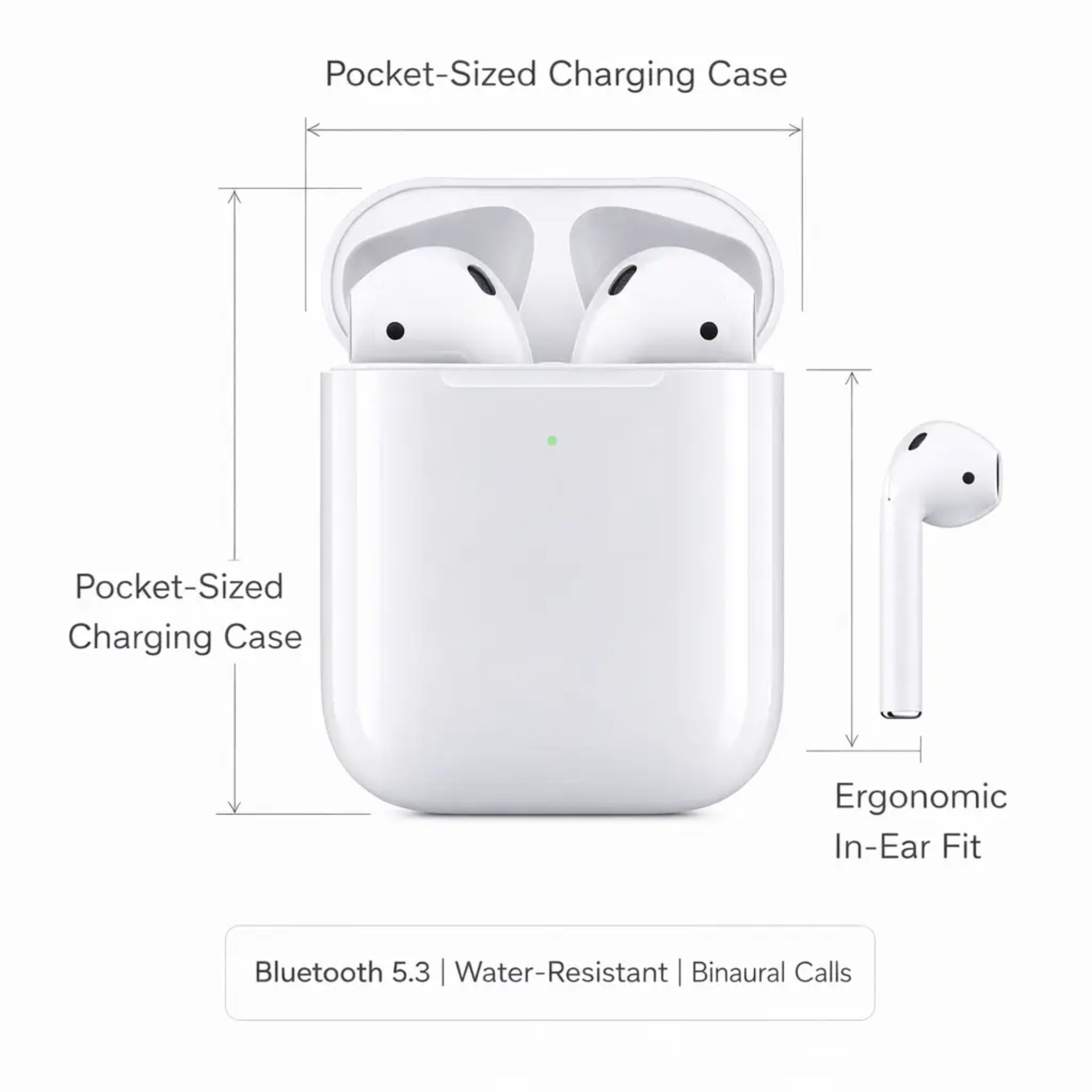 Compact True Wireless Earbuds with Charging Case – Bluetooth 5.3 In-Ear Headphones with Built-In Mic for Calls, Music & Gym – Water Resistan | Thomler