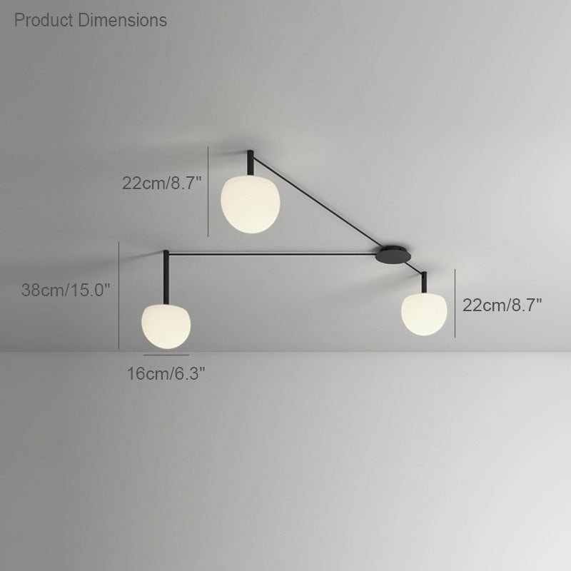 Ceiling Lamp Metal Glass Adjustable 120.0 cm White Living Room Bedroom Frosted Globe Pendant Lighting Modern Scandinavian Fixture | Thomler