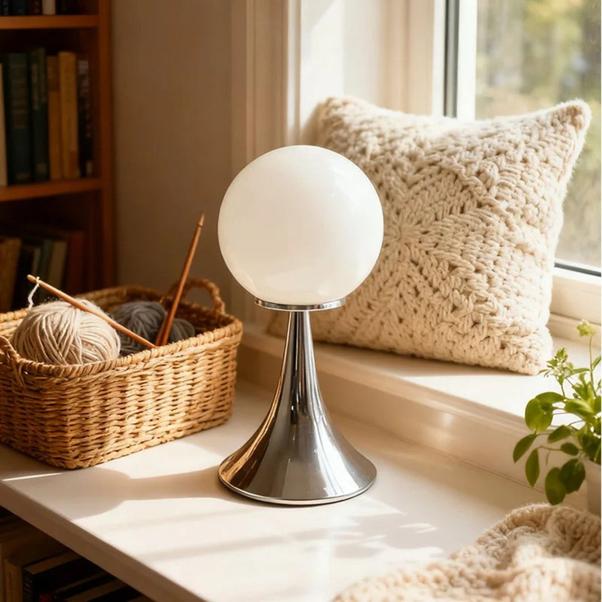 Modern Globe Desk Lamp with Metal Stand – Bedside Accent Lighting for Living Room & Bedroom | Thomler