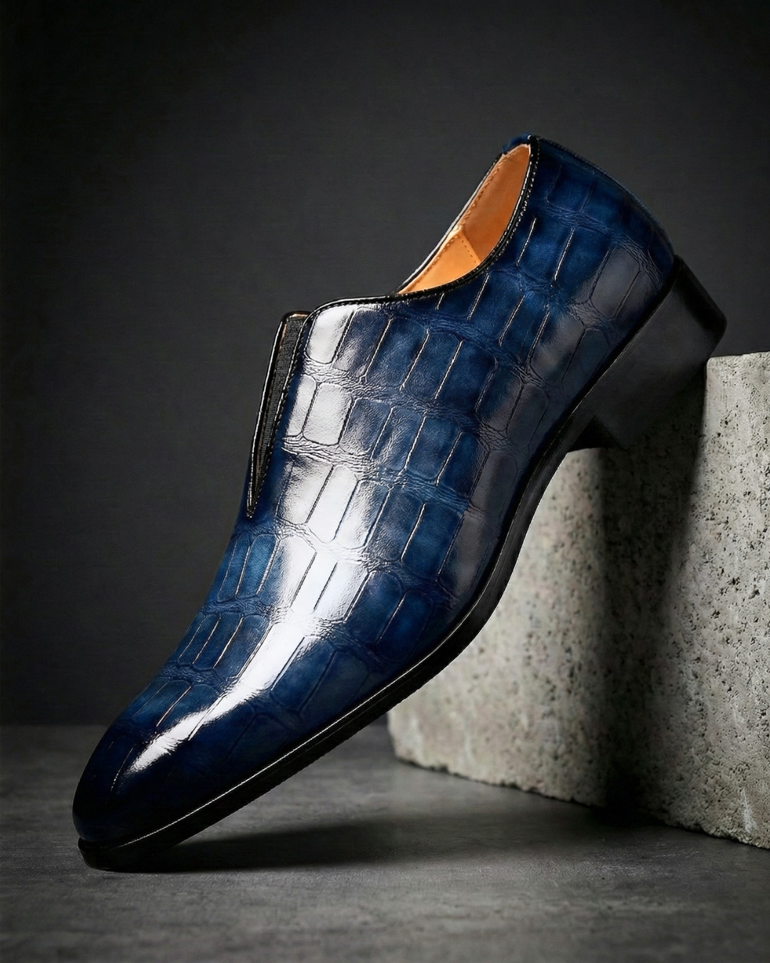 Men's Dress Loafer with Crocodile Embossed Leather Upper & Padded Footbed for Office & Formal Occasions | Thomler