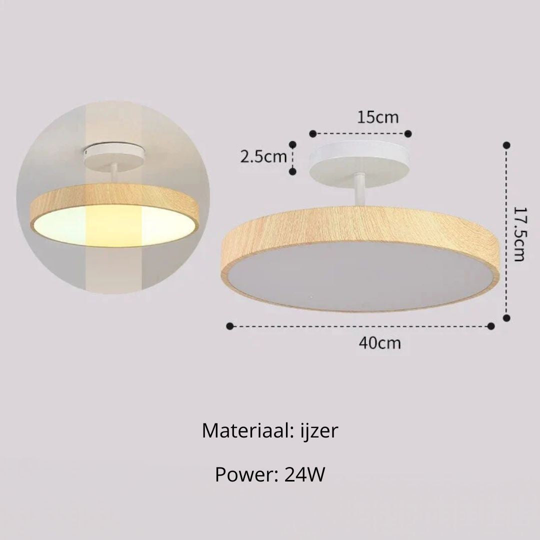Ceiling Light Wood-Look 40.0 cm Semi-Surface Mount Living Room Bedroom Dining Room Warm LED Lighting | Thomler