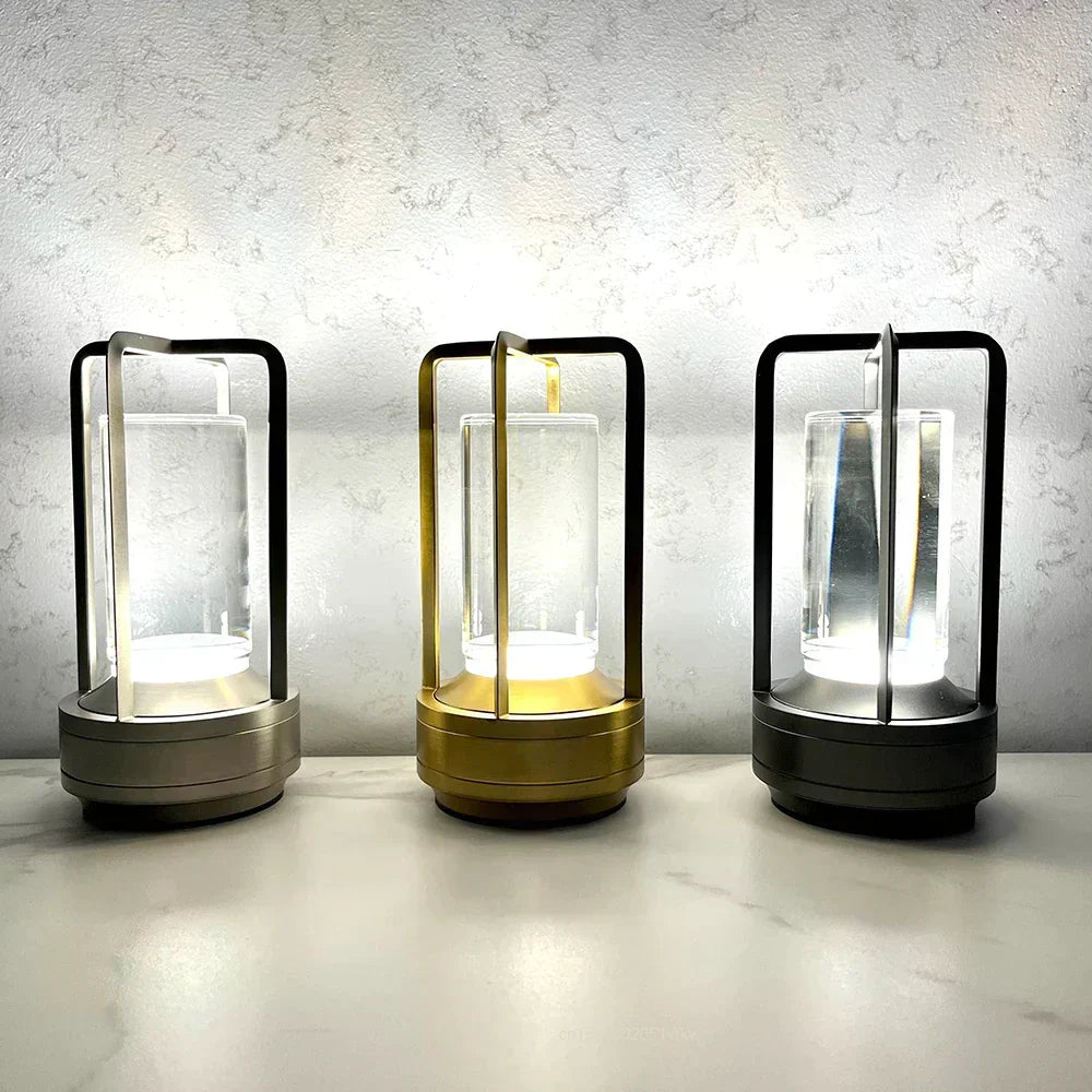 Rechargeable Crystal Table Lamp with Touch Dimmer & 3 Light Modes for Bedroom Office Dining Room | Portable LED Accent Light | Thomler