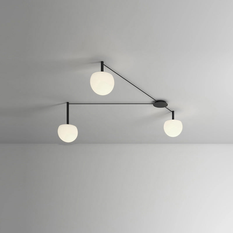 Ceiling Lamp Metal Glass Adjustable 120.0 cm White Living Room Bedroom Frosted Globe Pendant Lighting Modern Scandinavian Fixture | Thomler