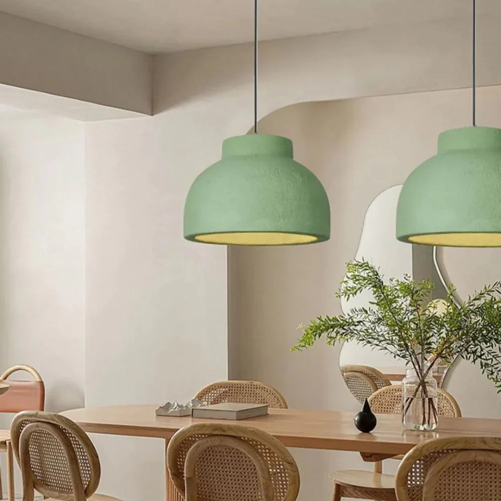 Pendant Light Polystyrene Dome 15.4 in White Dining Room Kitchen Island Hanging Ceiling Lamp Minimalist Nordic Wabi Sabi | Thomler