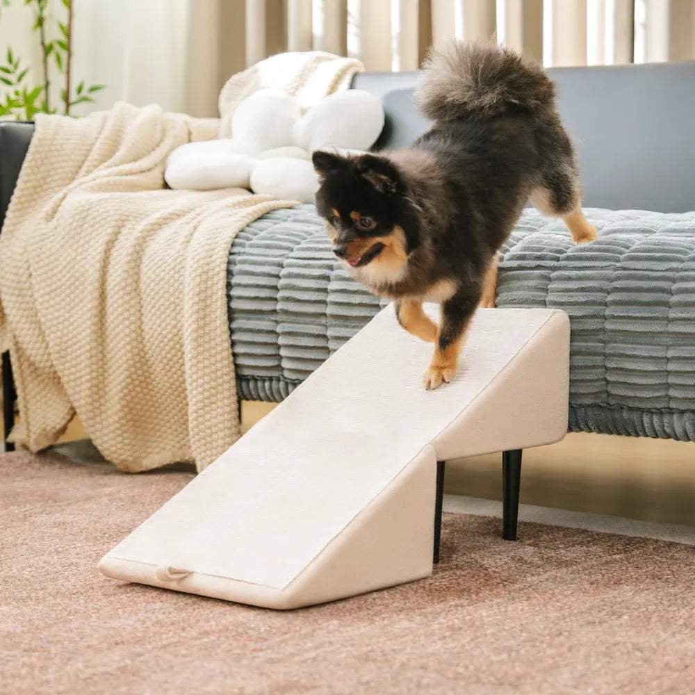 Pet Stairs with Anti-Slip Tread – Foldable 2-in-1 Ramp for Small Dogs, Seniors & Short Breeds – Velvet-Covered Step Platform for Couch & Bed | Thomler