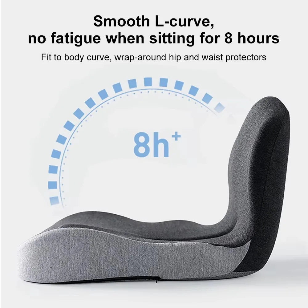Ergonomic Seat Cushion with Integrated Back Support for Office Chair, Car & Home – Memory Foam Hip & Spine Alignment Pad | Thomler