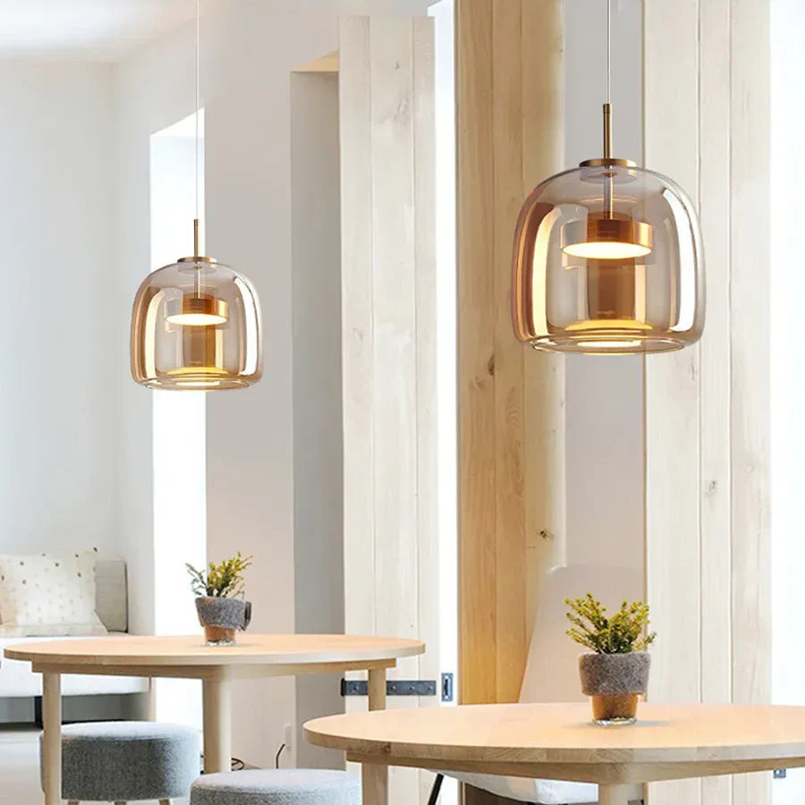 Pendant Light Glass 102.0 cm x 38.0 cm Cognac Or Smoke Grey Dining Room Kitchen Island Scandinavian Hanging Ceiling Lamp | Thomler