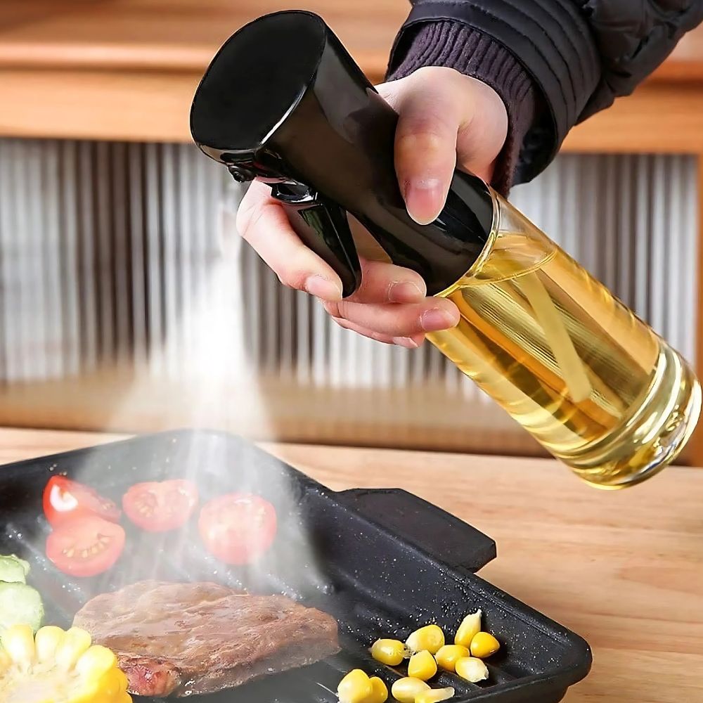 Oil Spray Bottle Glass 100 ml Black Air Fryer BBQ Salad Cooking Mister Vinegar Dressing Kitchen Dispenser | Thomler