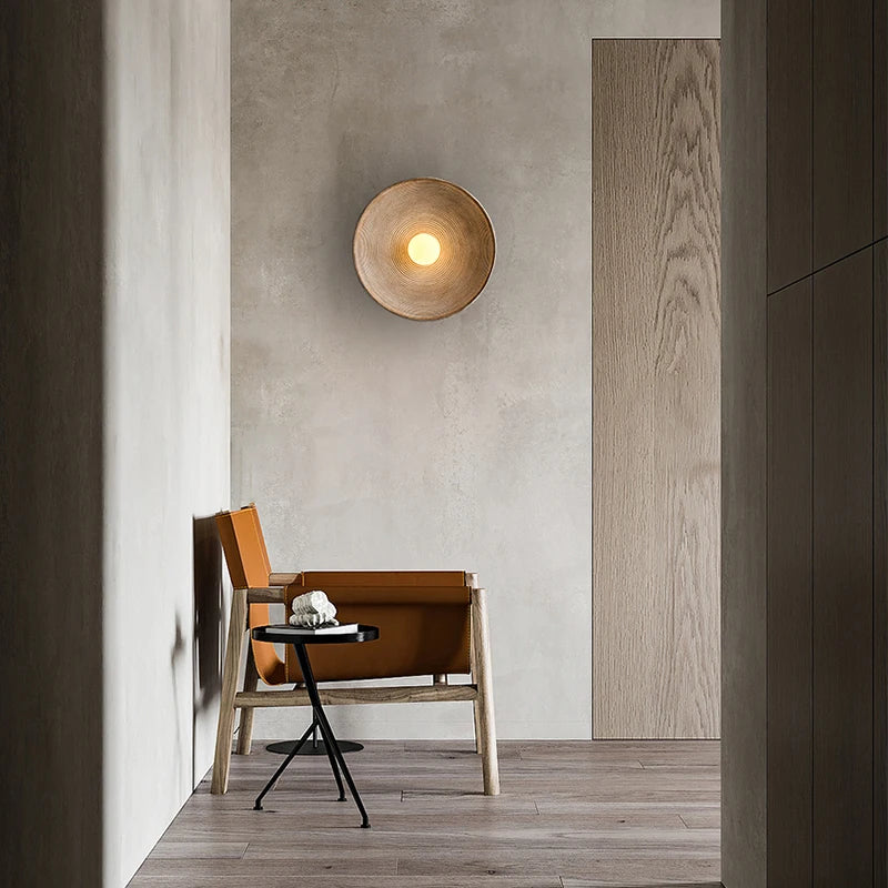 Wall Lamp Resin Glass 19.7 in Round White Bedroom Living Room Ambient Lighting Scandinavian Minimalist Sconce | Thomler