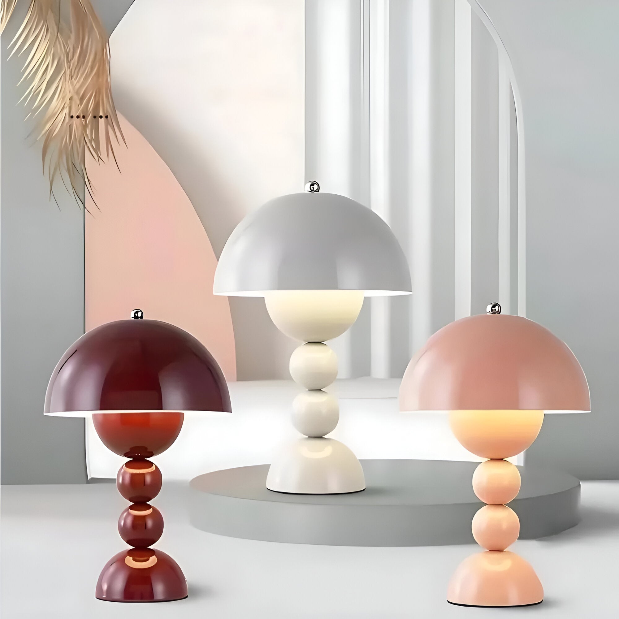 Table Lamp Acrylic 11.0 in White USB Rechargeable Bedroom Nightstand Ambient Nordic Minimalist Desk Lighting | Thomler