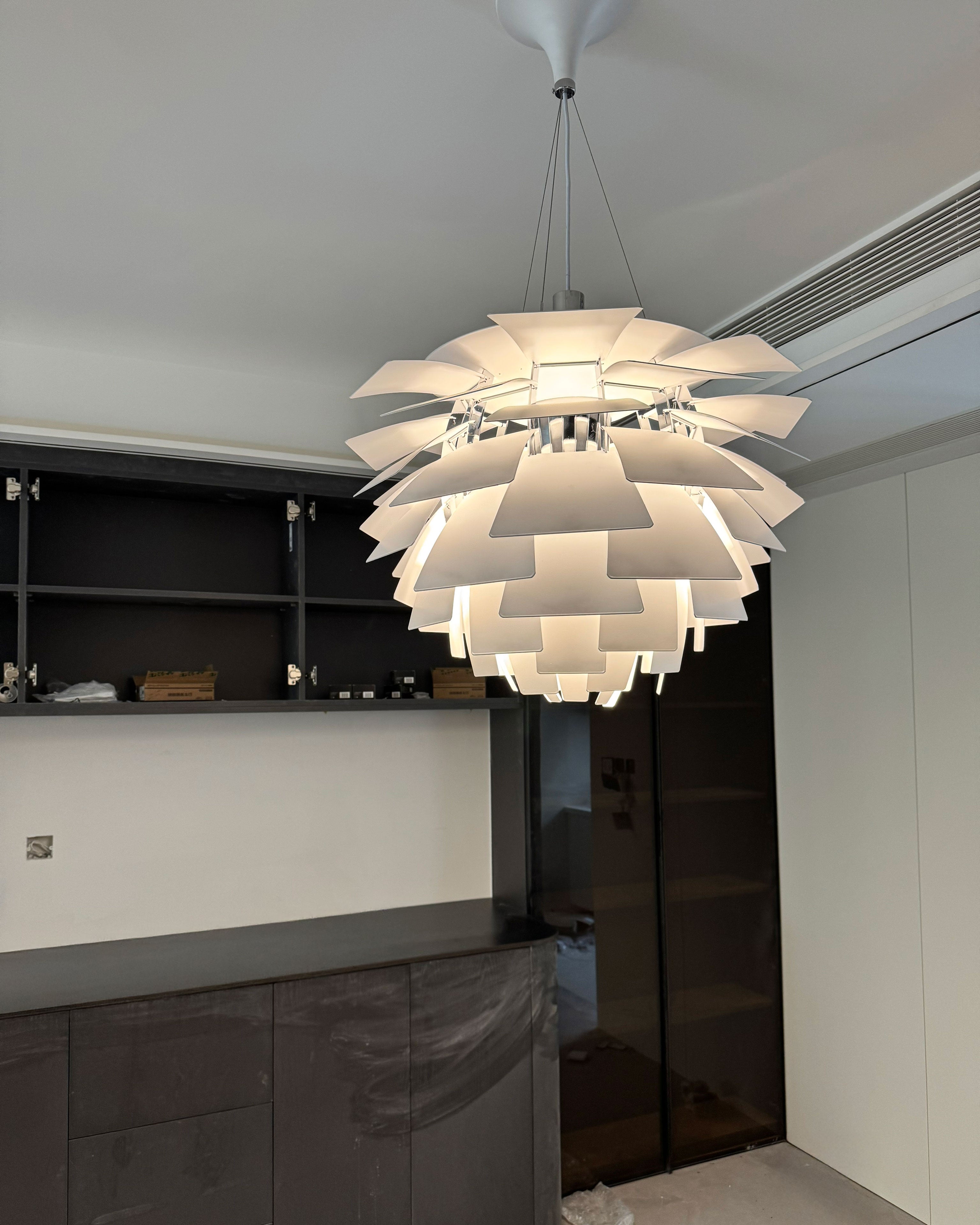 Pendant Light Metal Pinecone 20 in Adjustable Living Room Dining Area Chandelier Decorative Ceiling Fixture | Thomler