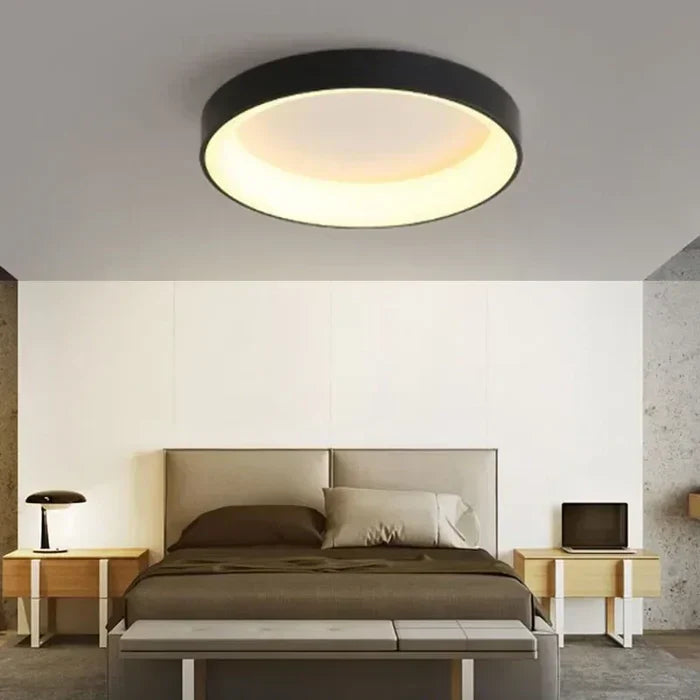 Round LED Flush Mount Ceiling Light | Modern Minimalist Design in White or Gray | 12 to 24 Inch Diameter | Energy-Efficient for Bedroom | Thomler
