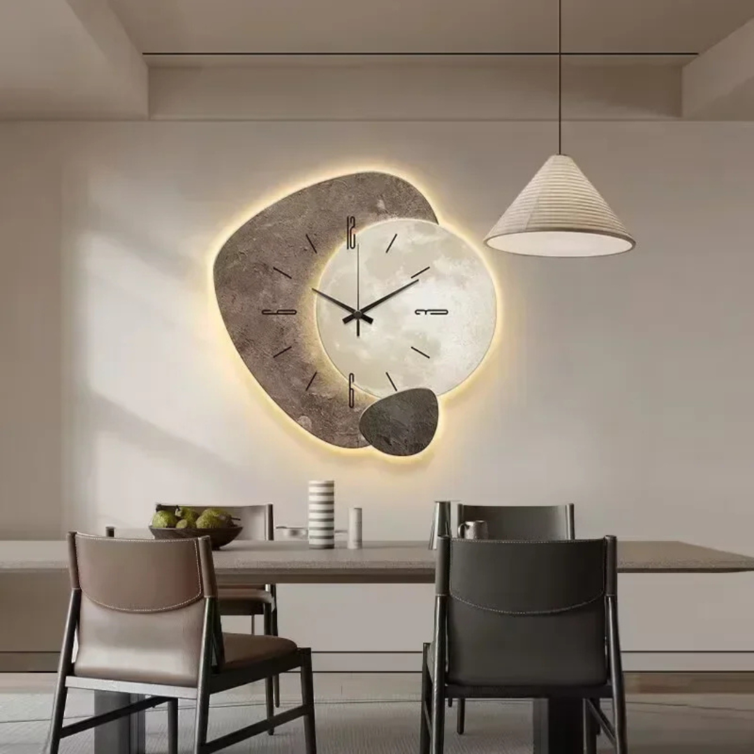 Wall Clock Natural Wood LED 19.7 in Silent Bedroom Living Room Decorative Ambient Lighting Quartz Timepiece | Thomler