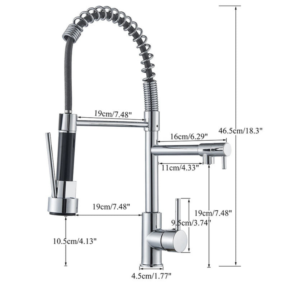 Swivel-Head Pull-Out Spray Sink Faucet – Hot & Cold Mixer Tap for Kitchen Countertop Installation – Chrome, Gold, Black & Brushed Finishes | Thomler